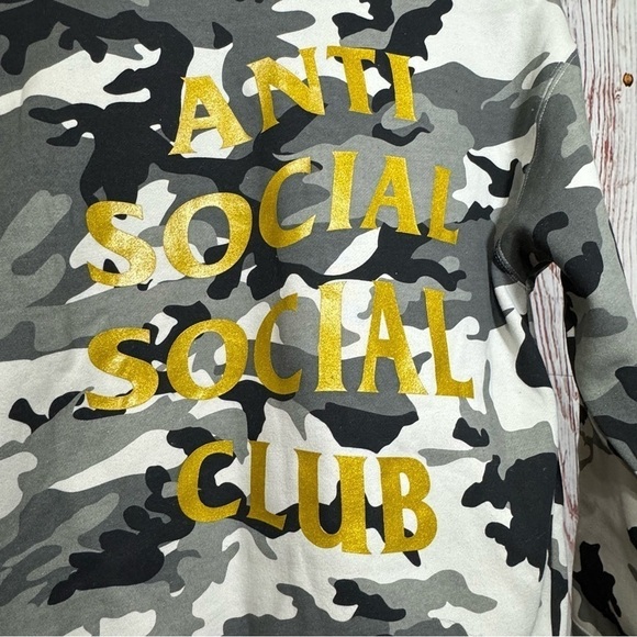 Anti Social Social Club Camouflage Hoodie Fleece Lined Winter Wear Small EUC - Picture 8 of 12
